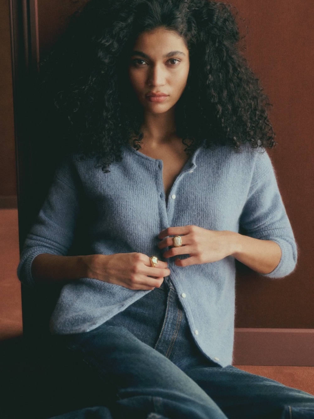 Sezane Gaspard Cardigan Vintage Blue - Size XS